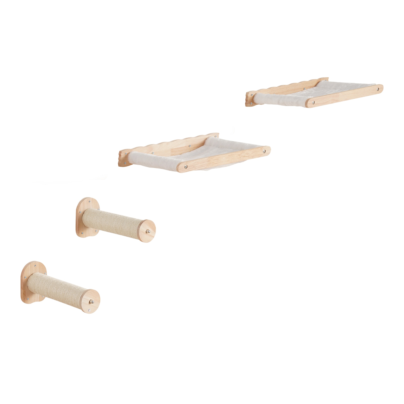Wall Mounted Cat Shelves With 2 Jumping Posts & 2 Hammocks Up To 40 Lbs_voghion.com